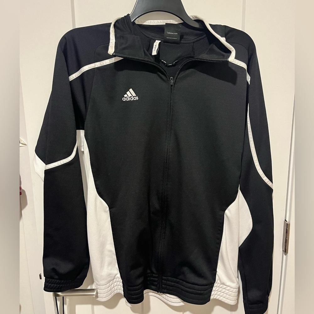 NEW! Adidas M black + white athletic jacket